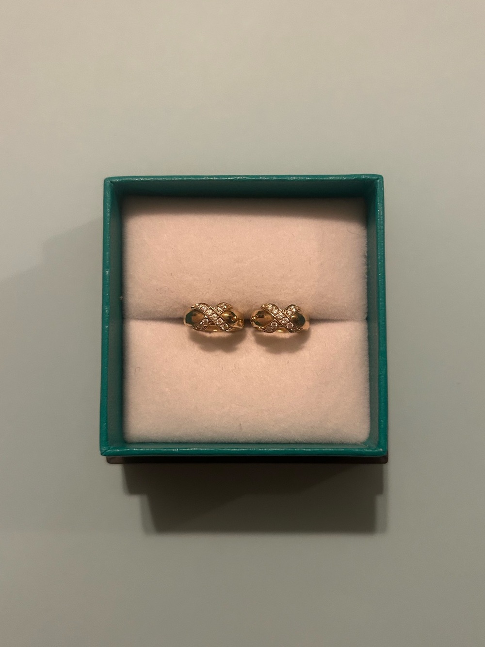 14K Gold X Motif Huggie Hoop Earrings-Custom Made